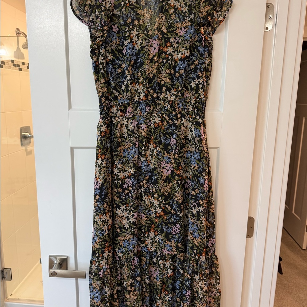 Gibson Black Maxi Dress with Pastel Floral Print